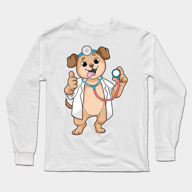 Dog as a Doctor with a Stetoskophe Long Sleeve T-Shirt by Markus Schnabel